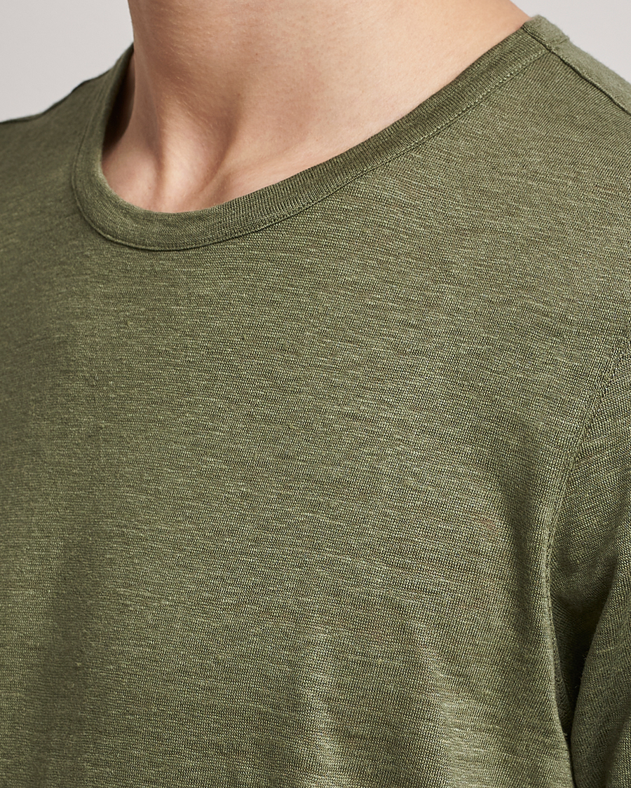 Men | T-Shirts | Gran Sasso | Washed Linen Tee Olive