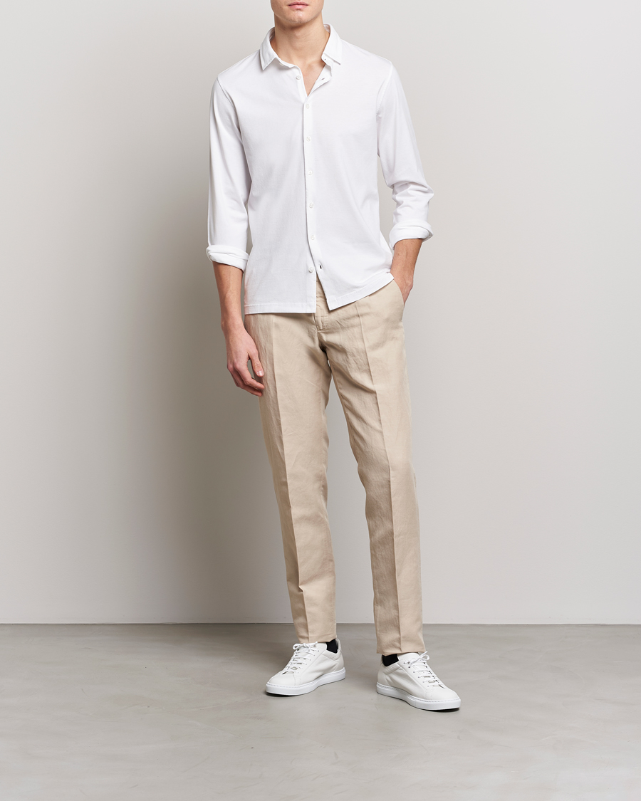 Men | Shirts | Gran Sasso | Washed Cotton Jersey Shirt White