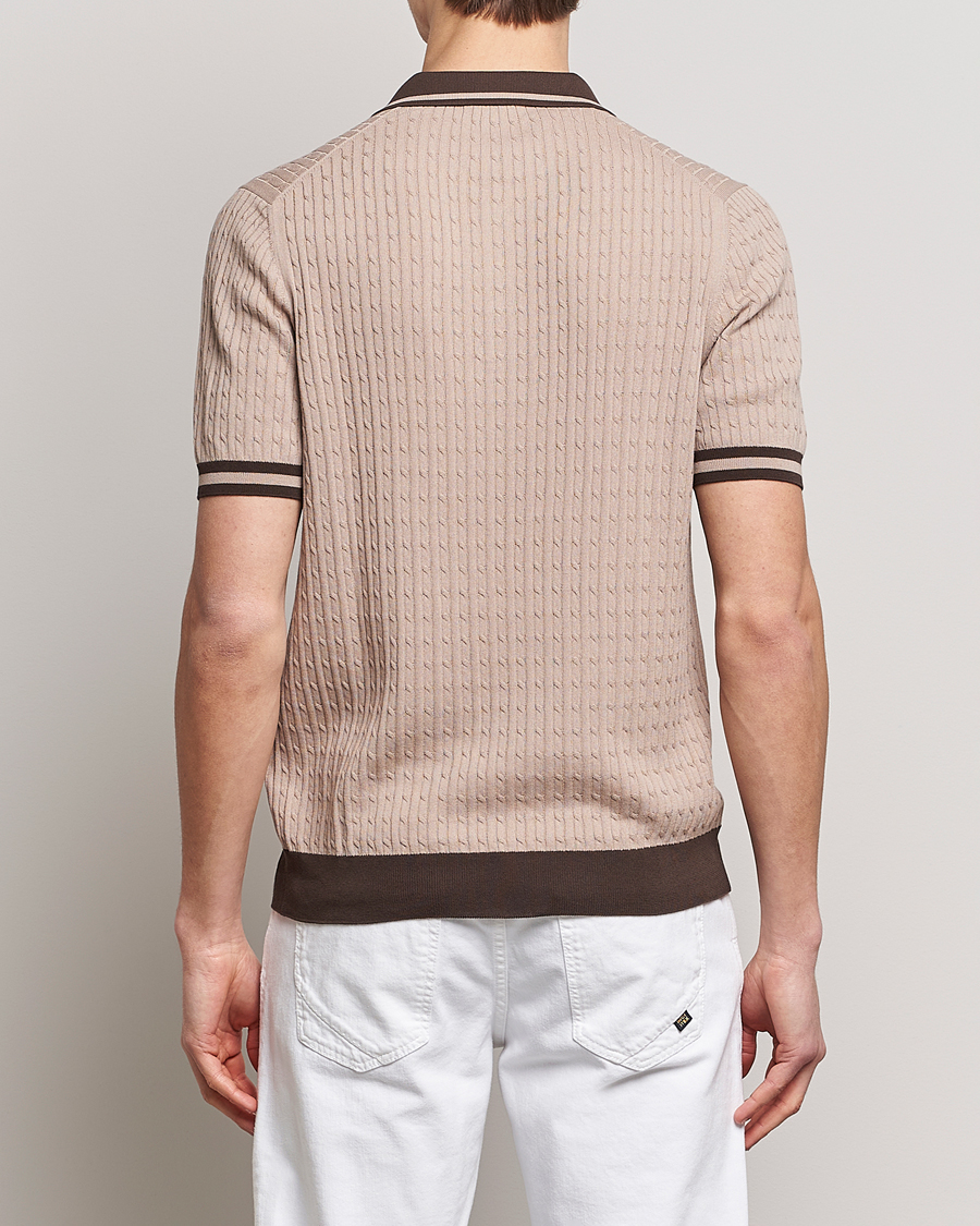 Men | Polo Shirts | Gran Sasso | Cable Knitted Contrast Polo Beige