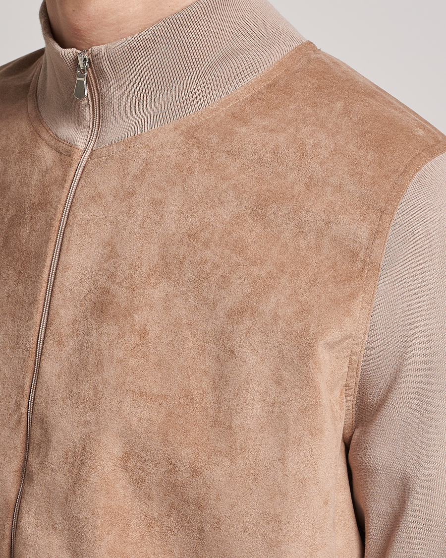 Men | Sweaters & Knitwear | Gran Sasso | Knitted Cotton/Alcantara Full Zip Beige