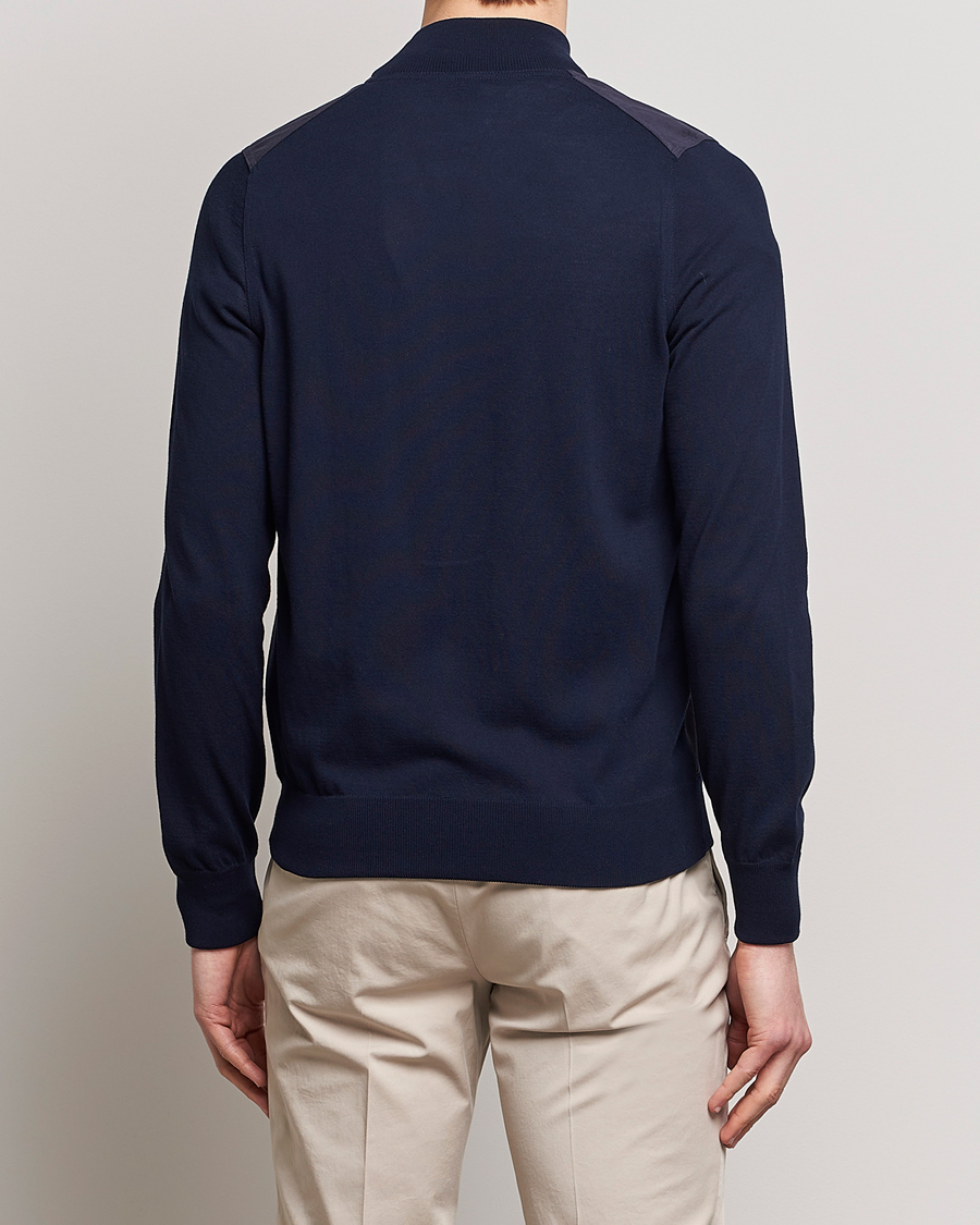 Men | Sweaters & Knitwear | Gran Sasso | Knitted Cotton/Alcantara Full Zip Navy