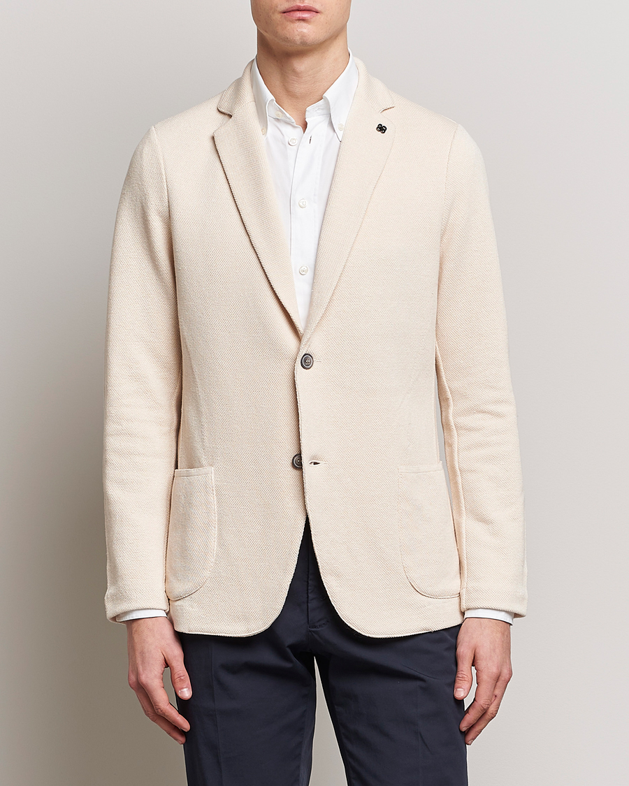 Men | Knitted Blazers | Gran Sasso | Structured Cotton/Linen Blazer Cream