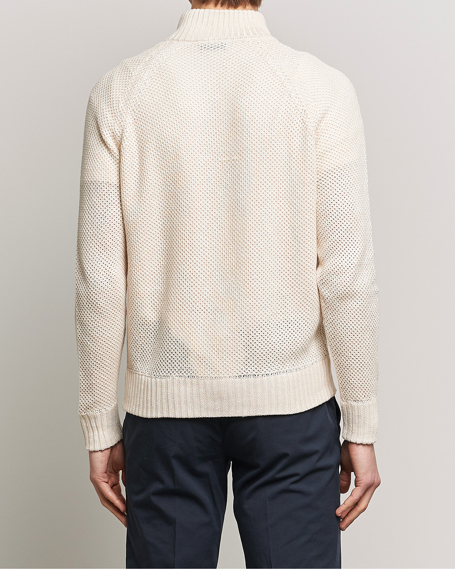 Men | Sweaters & Knitwear | Gran Sasso | Structured Cotton/Linen Full Zip Cream