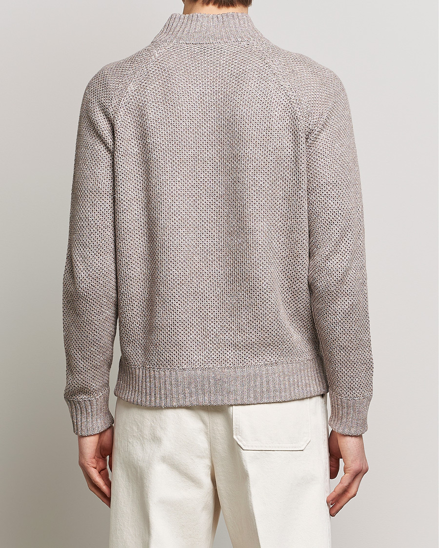 Men | Sweaters & Knitwear | Gran Sasso | Structured Cotton/Linen Full Zip Beige Melange