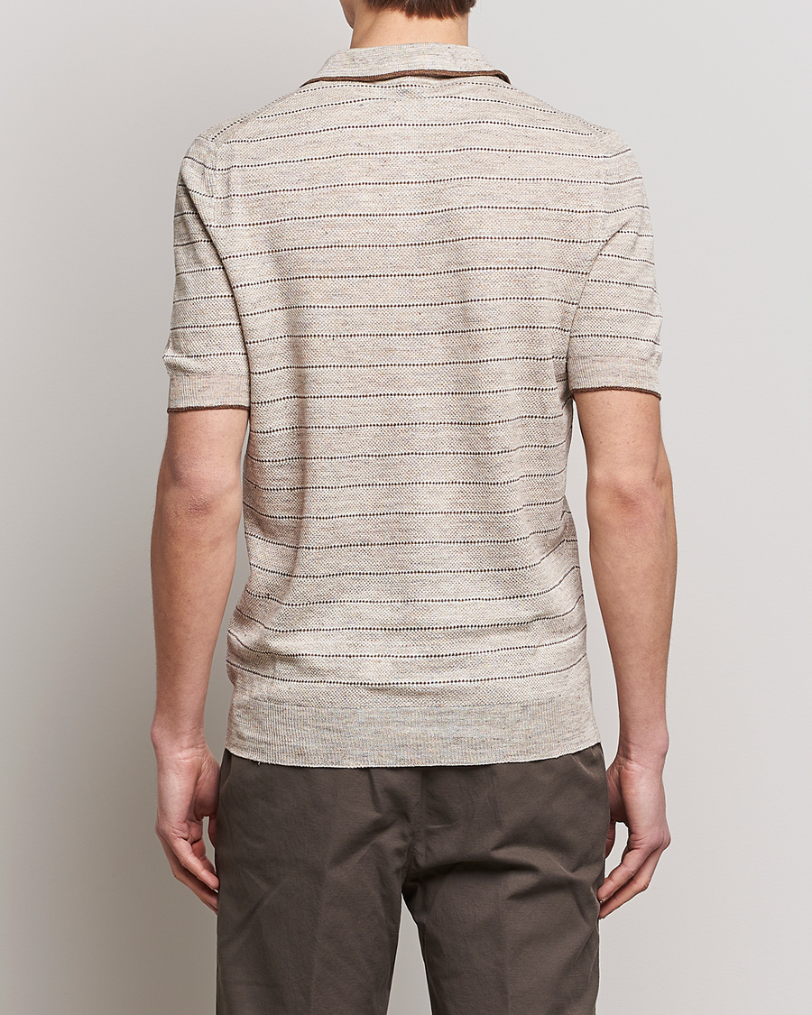 Men | Polo Shirts | Gran Sasso | Structured Striped Knitted Linen Polo Beige