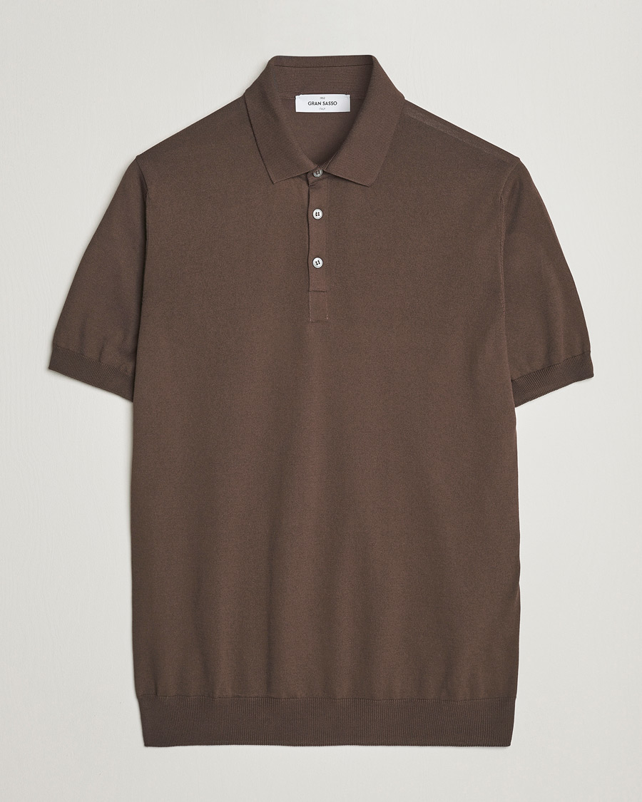 Men | Polo Shirts | Gran Sasso | Cotton Knitted Polo Dark Brown