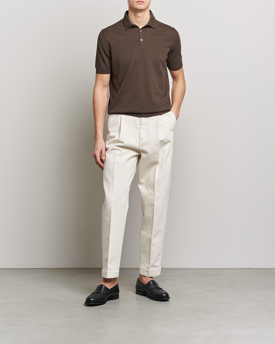 Men | Polo Shirts | Gran Sasso | Cotton Knitted Polo Dark Brown