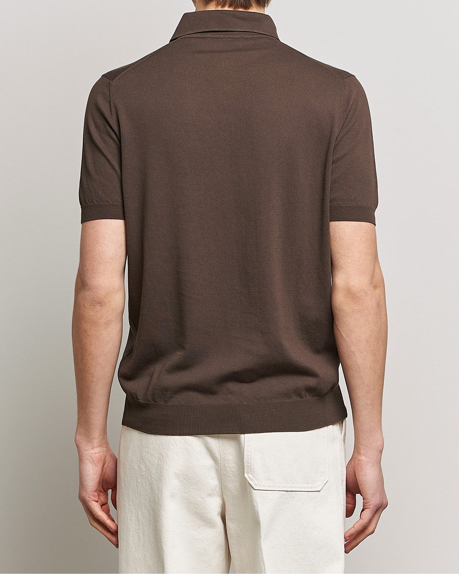 Men | Polo Shirts | Gran Sasso | Cotton Knitted Polo Dark Brown