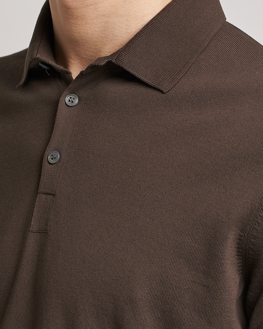 Men | Polo Shirts | Gran Sasso | Cotton Knitted Polo Dark Brown
