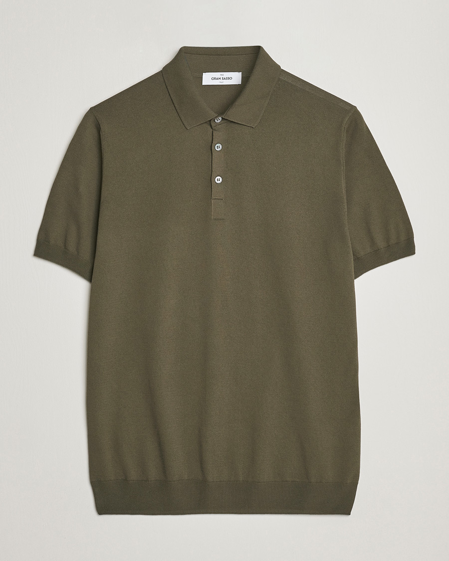 Men | Polo Shirts | Gran Sasso | Cotton Knitted Polo Dark Olive
