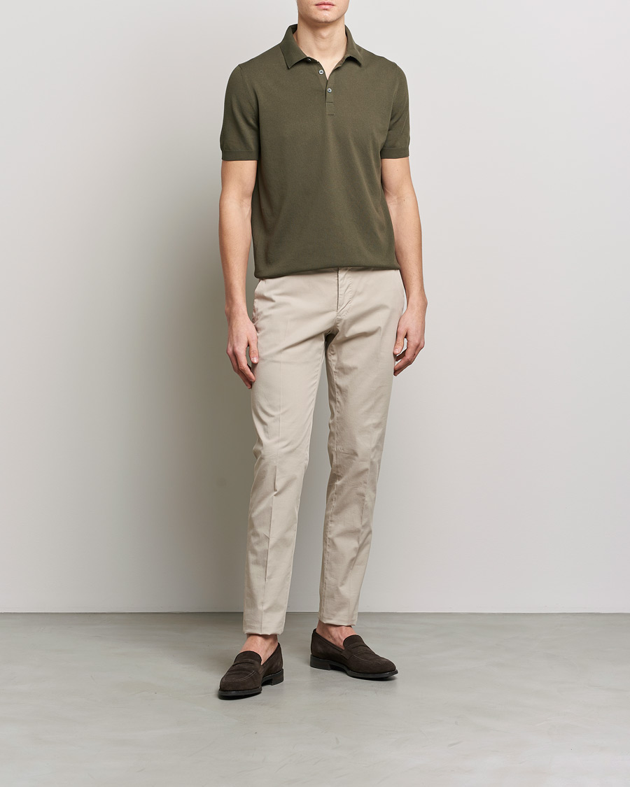 Men | Polo Shirts | Gran Sasso | Cotton Knitted Polo Dark Olive
