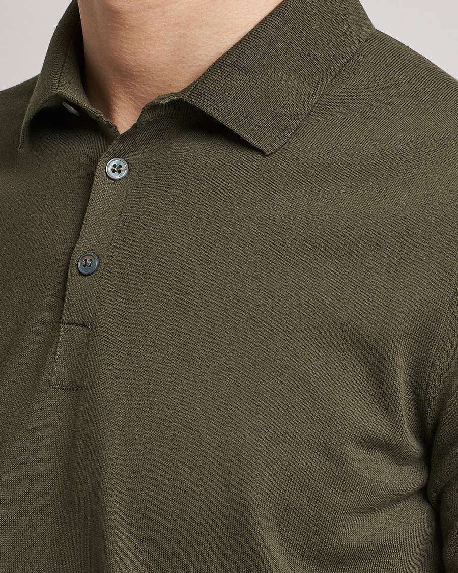 Men | Polo Shirts | Gran Sasso | Cotton Knitted Polo Dark Olive