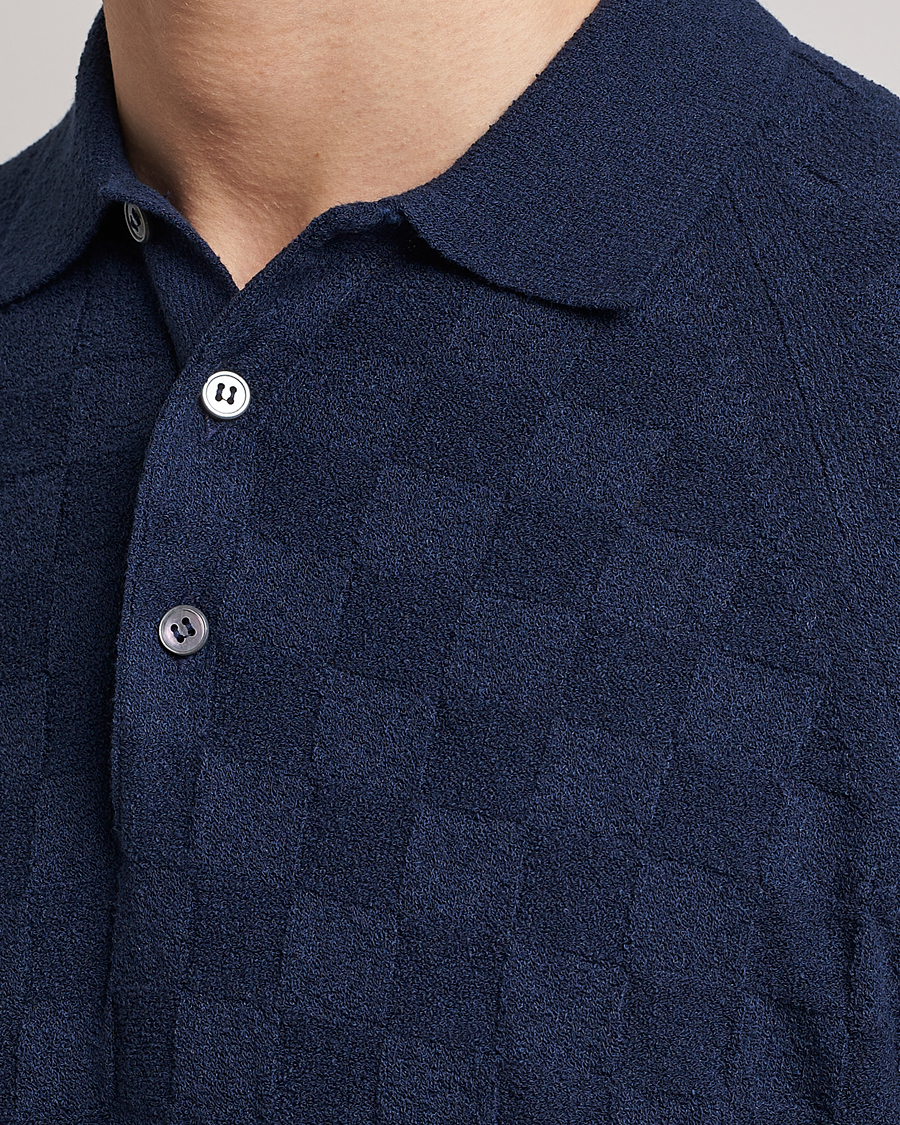 Men | Polo Shirts | Gran Sasso | Structured Terry Polo Navy