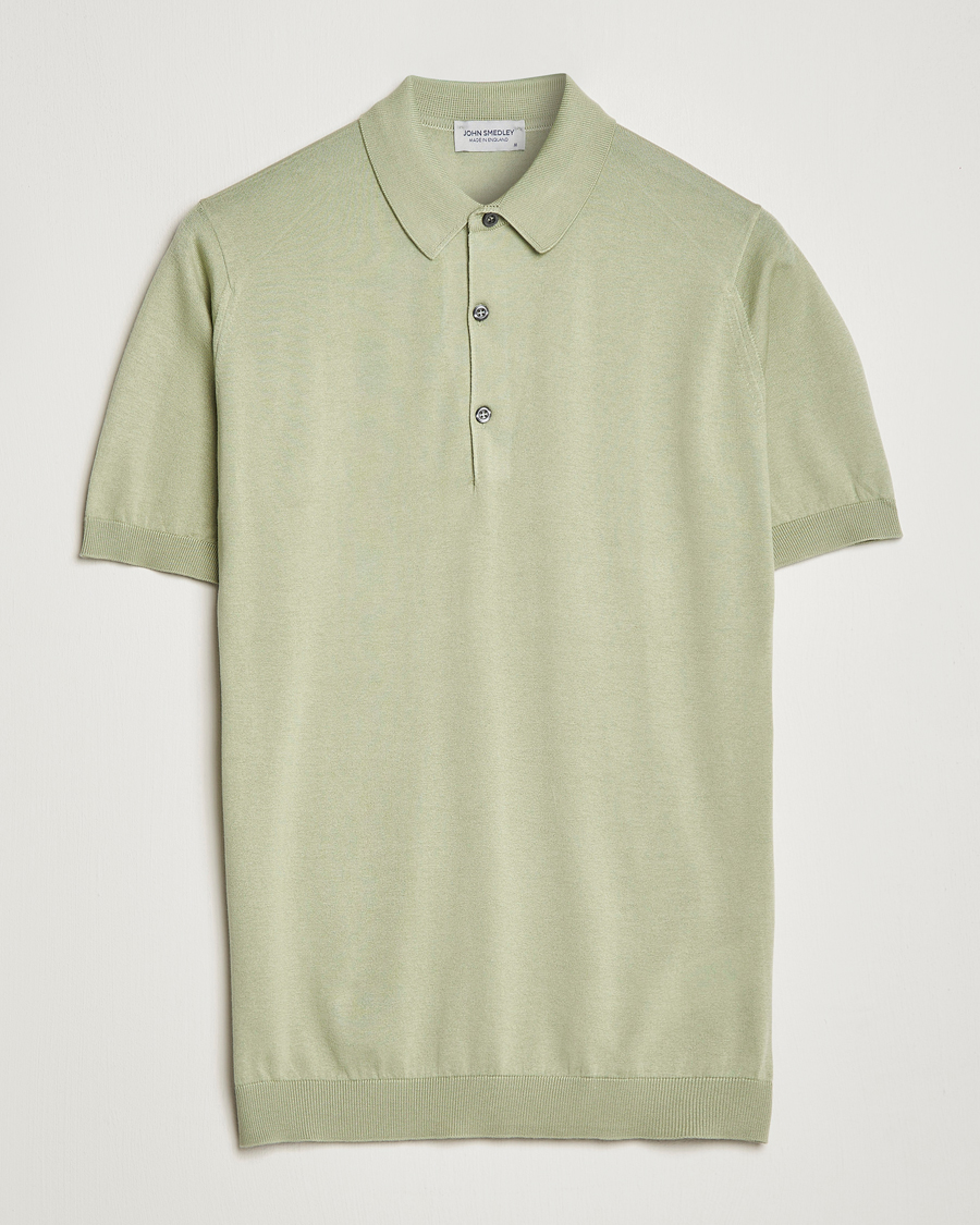 Men | Polo Shirts | John Smedley | Adrian Slim Fit Sea Island Polo Desert Green