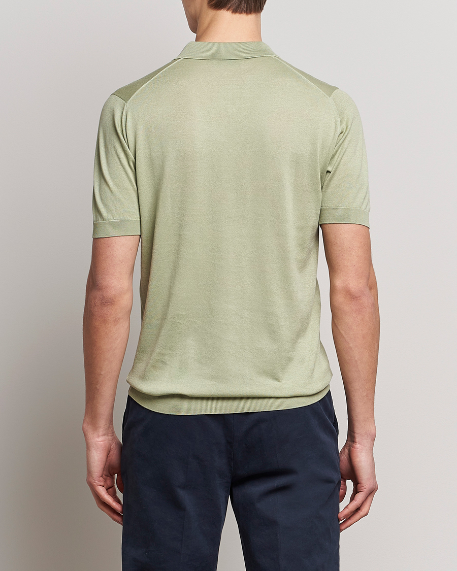 Men | Polo Shirts | John Smedley | Adrian Slim Fit Sea Island Polo Desert Green