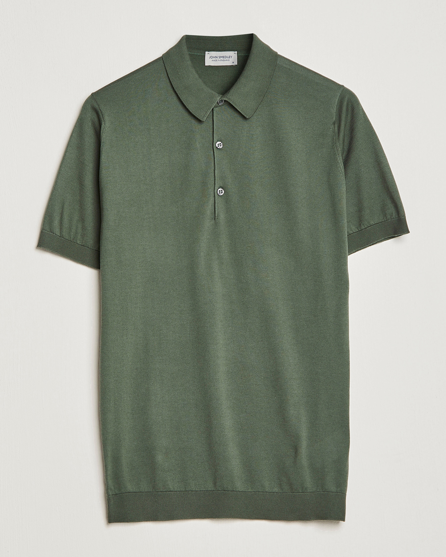 Men | Polo Shirts | John Smedley | Adrian Slim Fit Sea Island Polo Palm Green