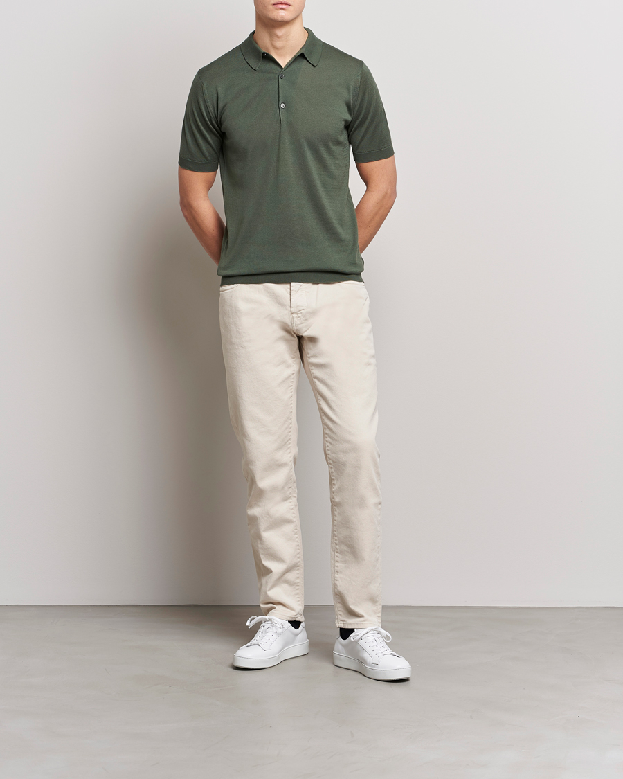 Men | Polo Shirts | John Smedley | Adrian Slim Fit Sea Island Polo Palm Green