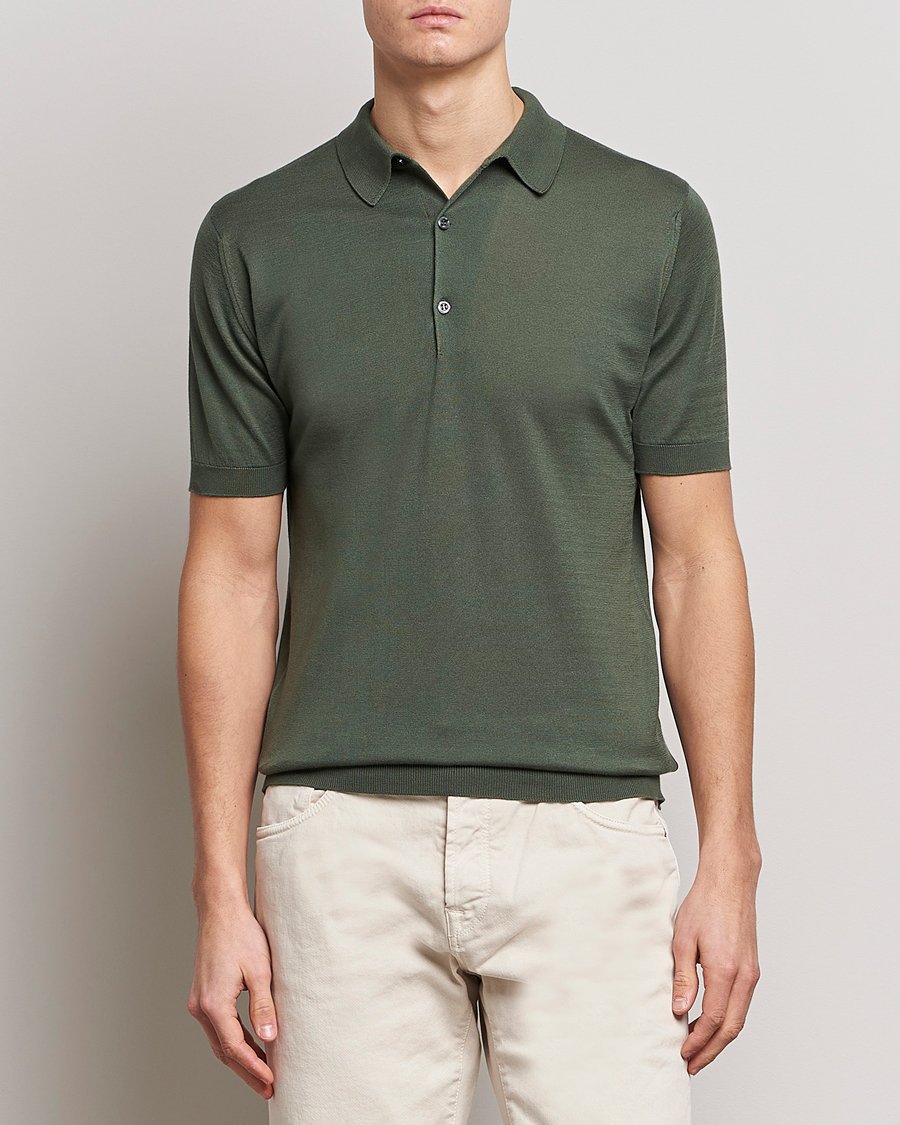 Men | Polo Shirts | John Smedley | Adrian Slim Fit Sea Island Polo Palm Green