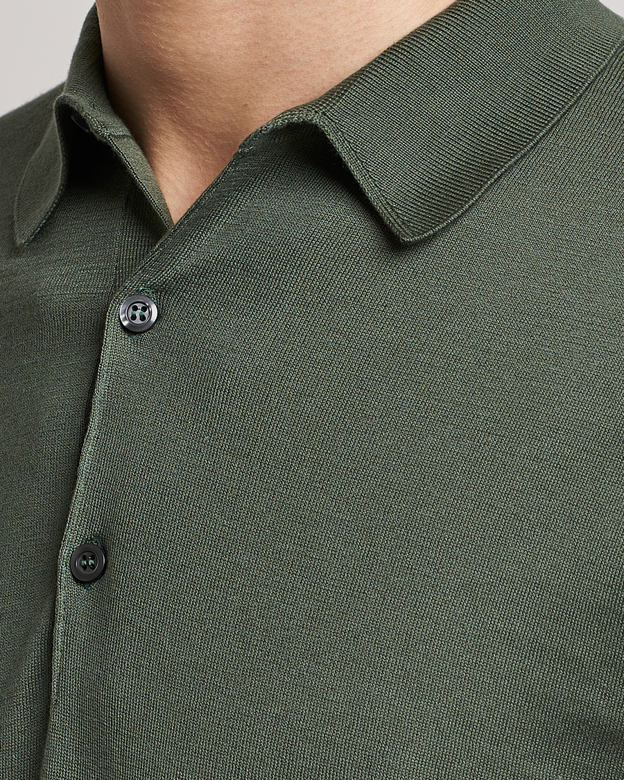 Men | Polo Shirts | John Smedley | Adrian Slim Fit Sea Island Polo Palm Green