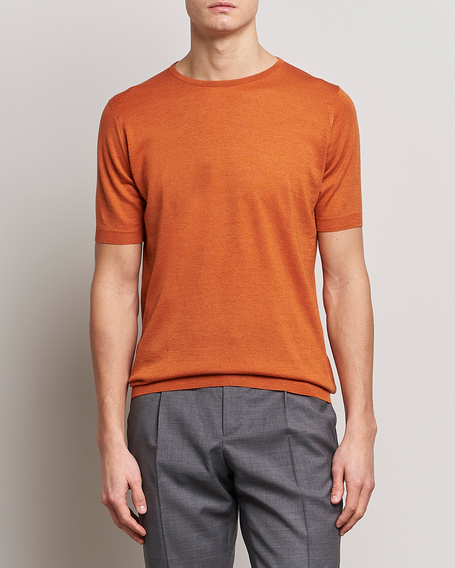 Men | John Smedley | John Smedley | Belden Wool/Cotton T-Shirt Amber