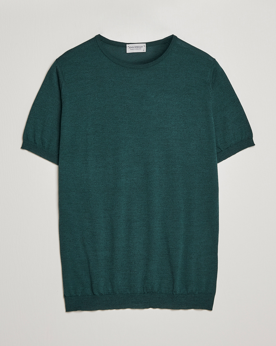 Men | T-Shirts | John Smedley | Belden Wool/Cotton T-Shirt Bottle Green