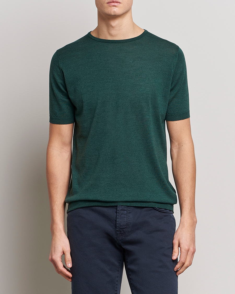 Men |  | John Smedley | Belden Wool/Cotton T-Shirt Bottle Green