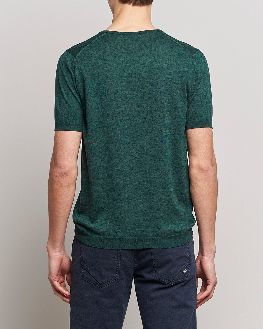 Men | T-Shirts | John Smedley | Belden Wool/Cotton T-Shirt Bottle Green