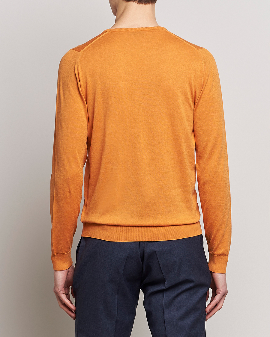 Men | Sweaters & Knitwear | John Smedley | Hatfield Sea Island Crew Neck Mandarin Orange