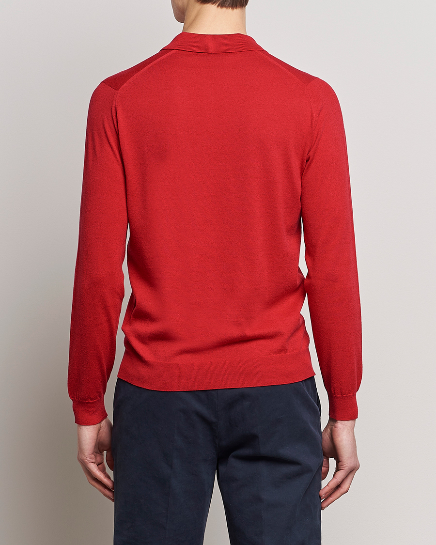 Men | Sweaters & Knitwear | John Smedley | Belper Wool/Cotton Polo Pullover Ruby