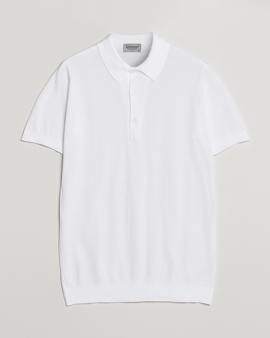 Men | Polo Shirts | John Smedley | Roth Structured Pique White