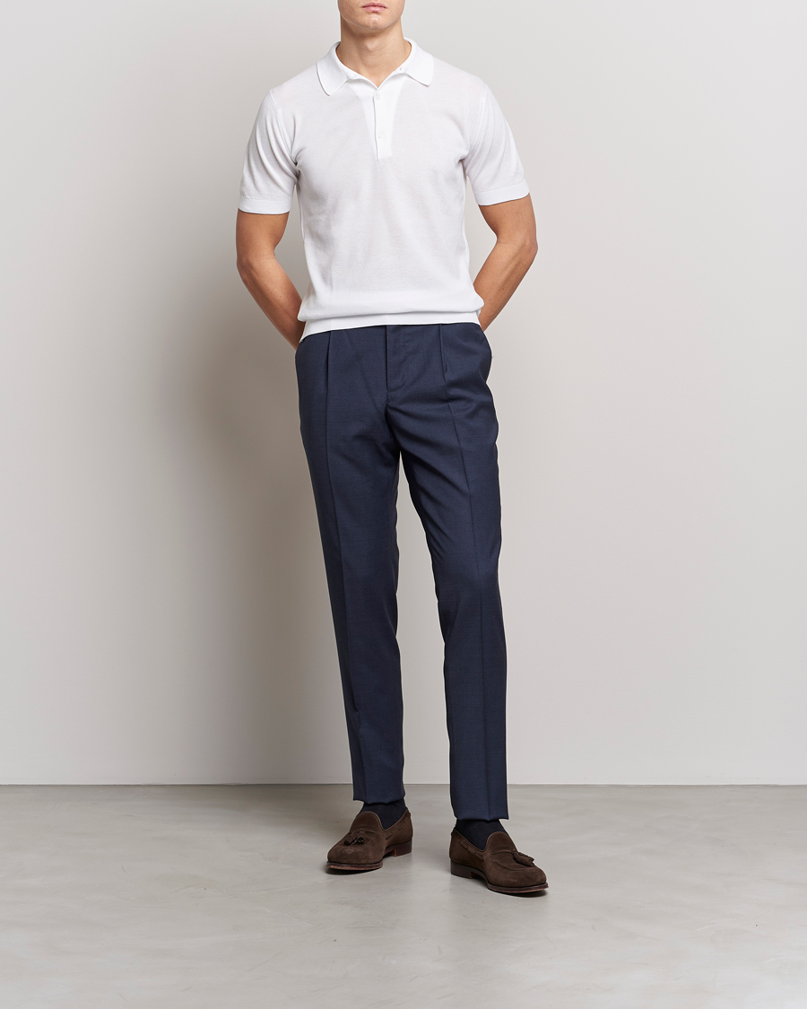 Men | Polo Shirts | John Smedley | Roth Structured Pique White