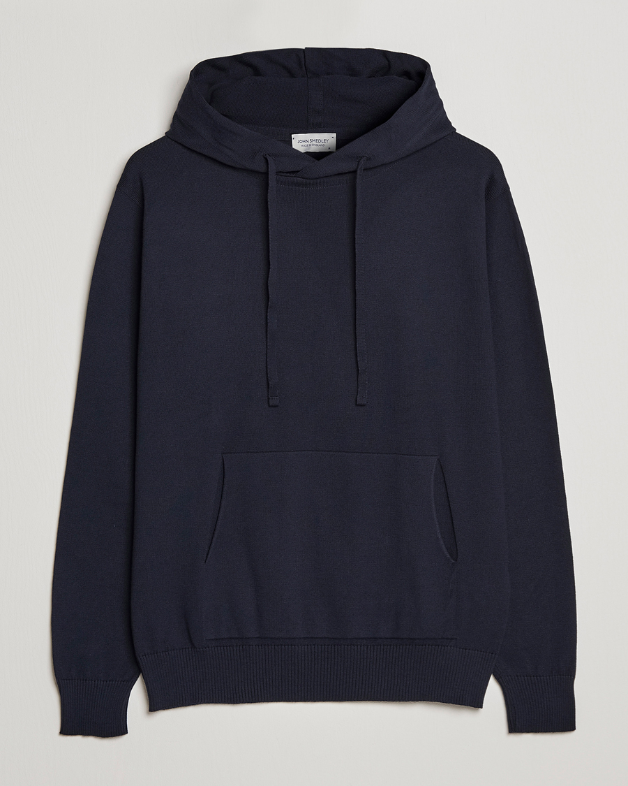 Men | Sweaters & Knitwear | John Smedley | Sundown Sea Island Hoodie Navy