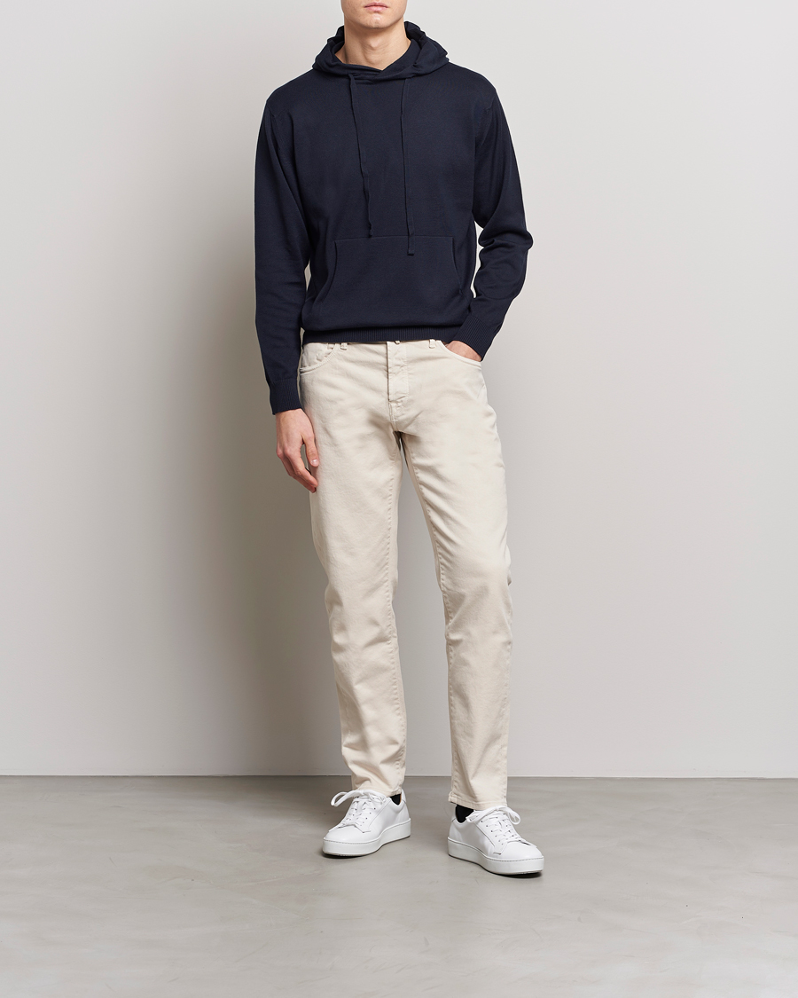 Men | Sweaters & Knitwear | John Smedley | Sundown Sea Island Hoodie Navy