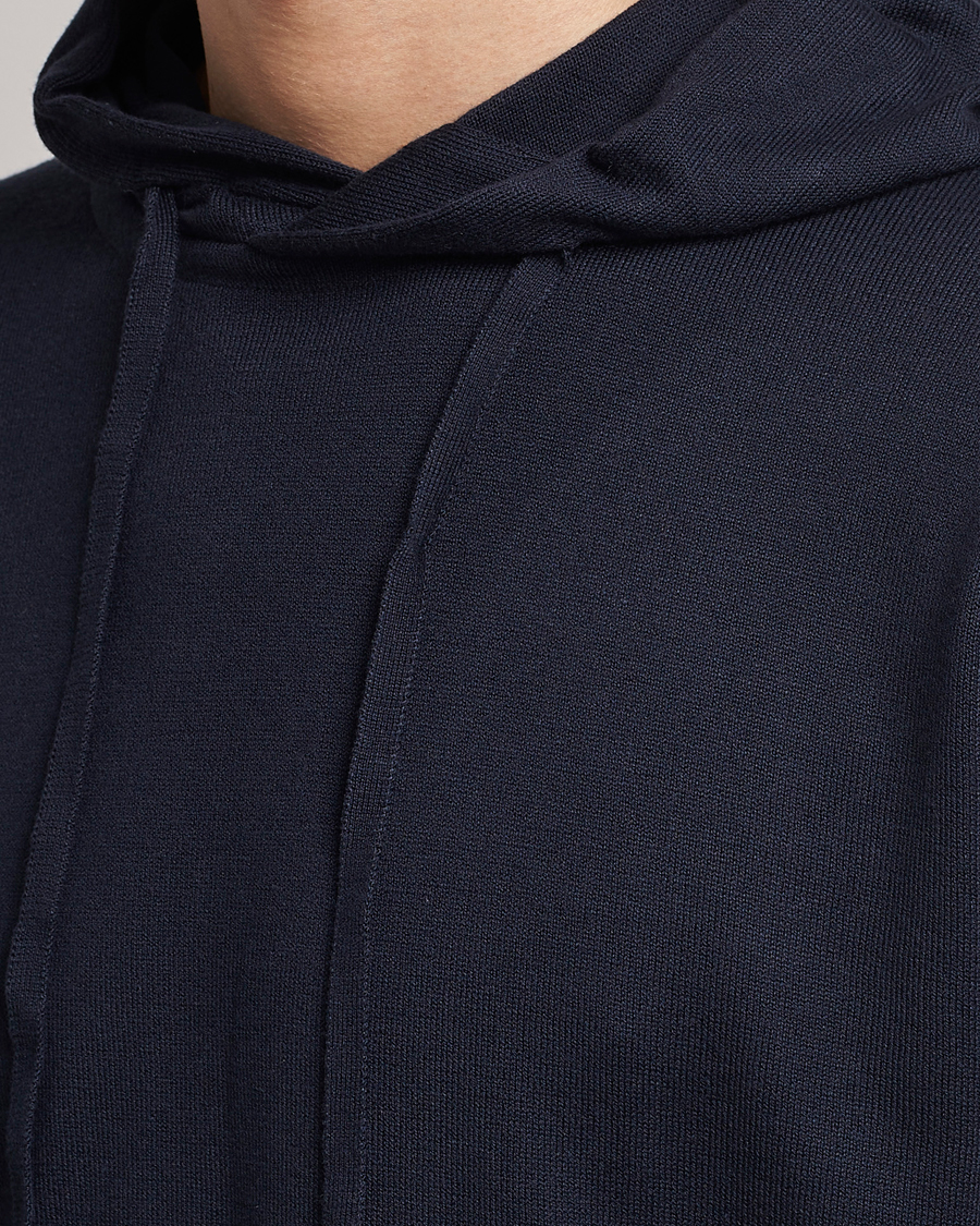 Men | Sweaters & Knitwear | John Smedley | Sundown Sea Island Hoodie Navy