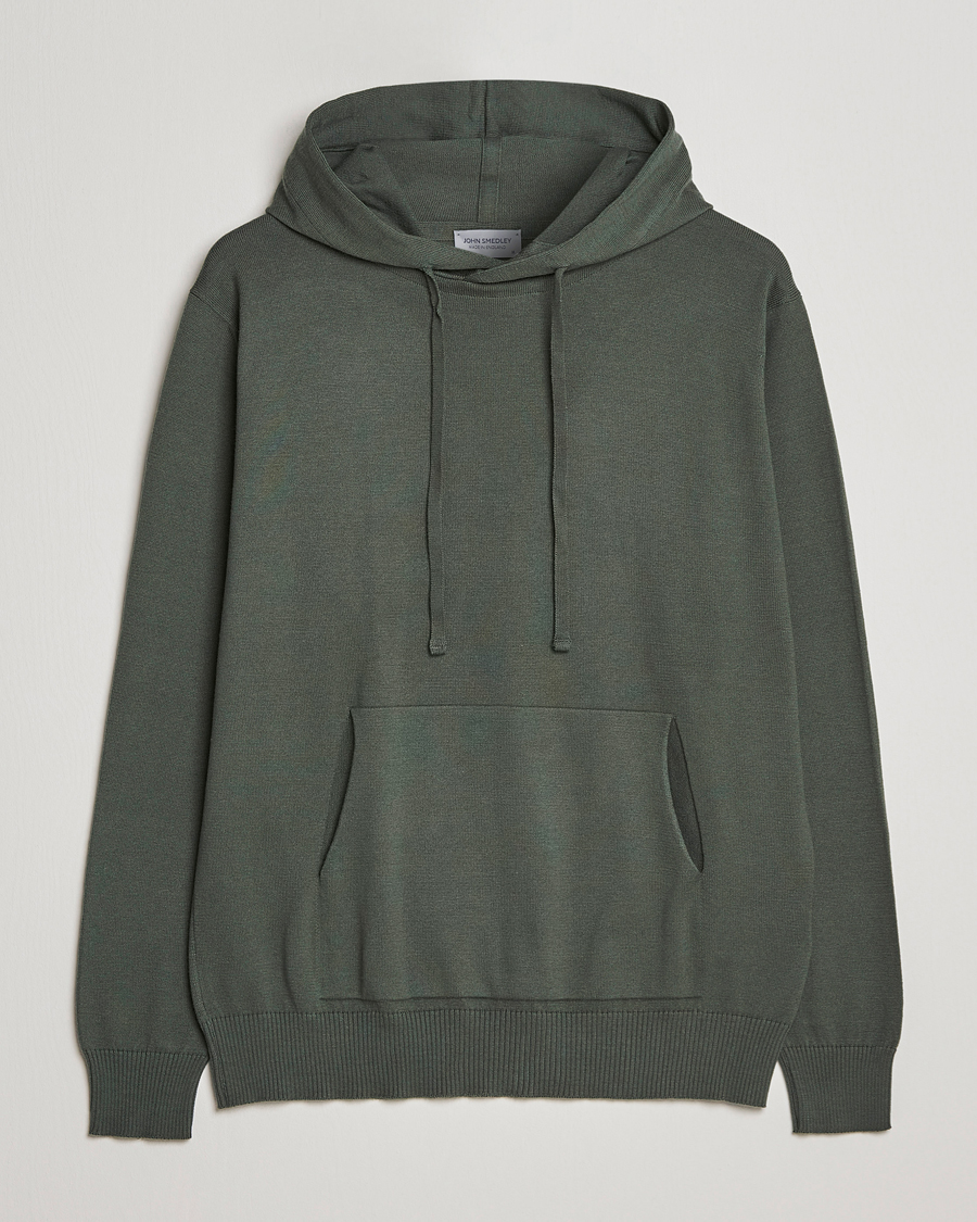 Men | Sweaters & Knitwear | John Smedley | Sundown Sea Island Hoodie Palm Green