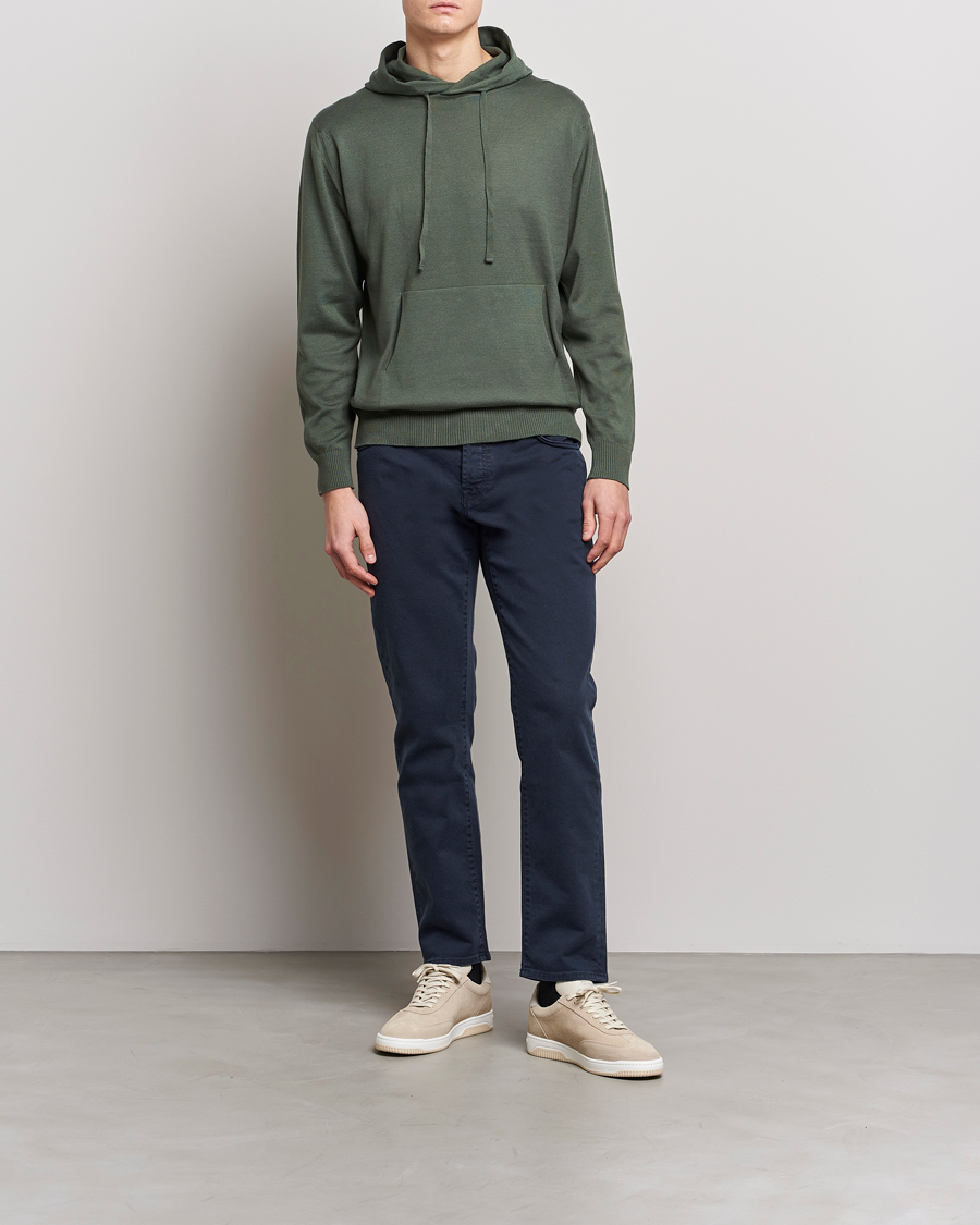 Men | Sweaters & Knitwear | John Smedley | Sundown Sea Island Hoodie Palm Green