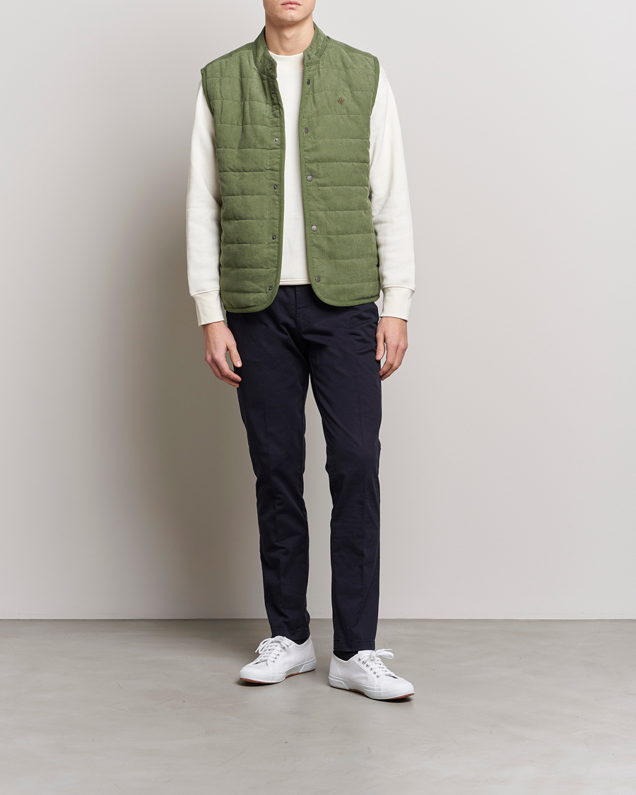 Men | Gilets | Morris | Woburn Baby Cord Vest Sage Green