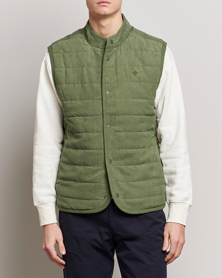 Men | Gilets | Morris | Woburn Baby Cord Vest Sage Green