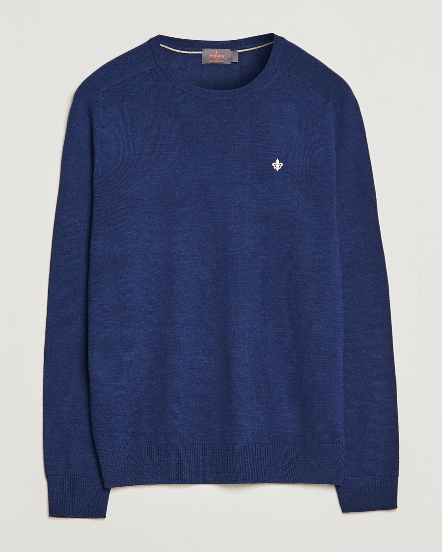 Men | Sweaters & Knitwear | Morris | Merino Crew Neck Pullover Blue