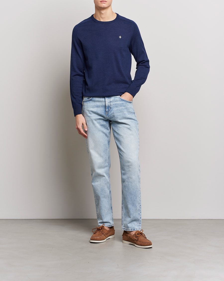Men | Sweaters & Knitwear | Morris | Merino Crew Neck Pullover Blue