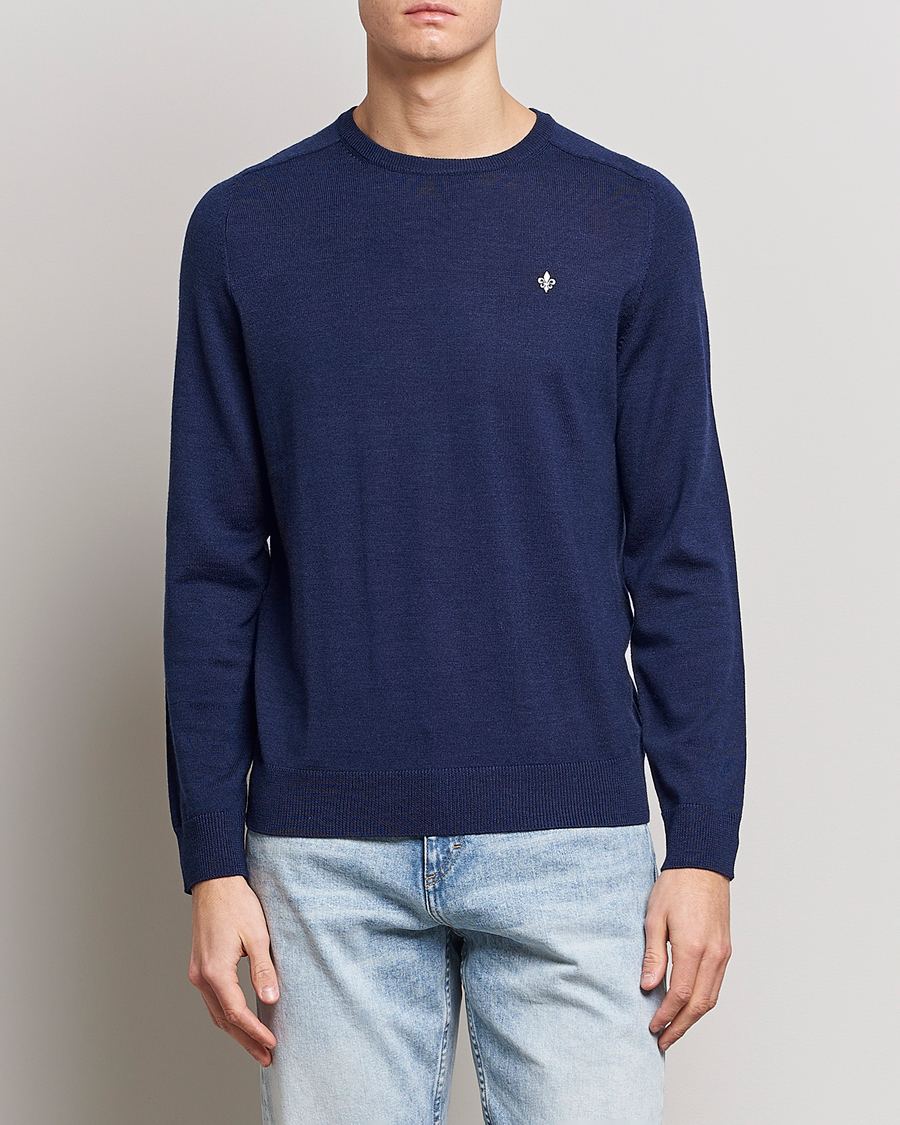 Men | Sweaters & Knitwear | Morris | Merino Crew Neck Pullover Blue