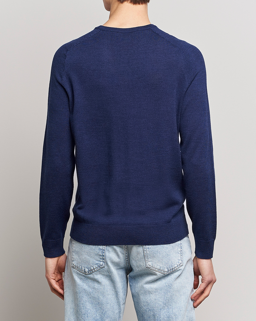 Men | Sweaters & Knitwear | Morris | Merino Crew Neck Pullover Blue