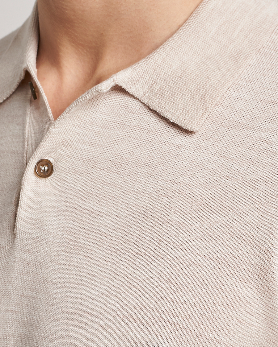Men | Sweaters & Knitwear | Morris | Merino Knitted Polo Beige