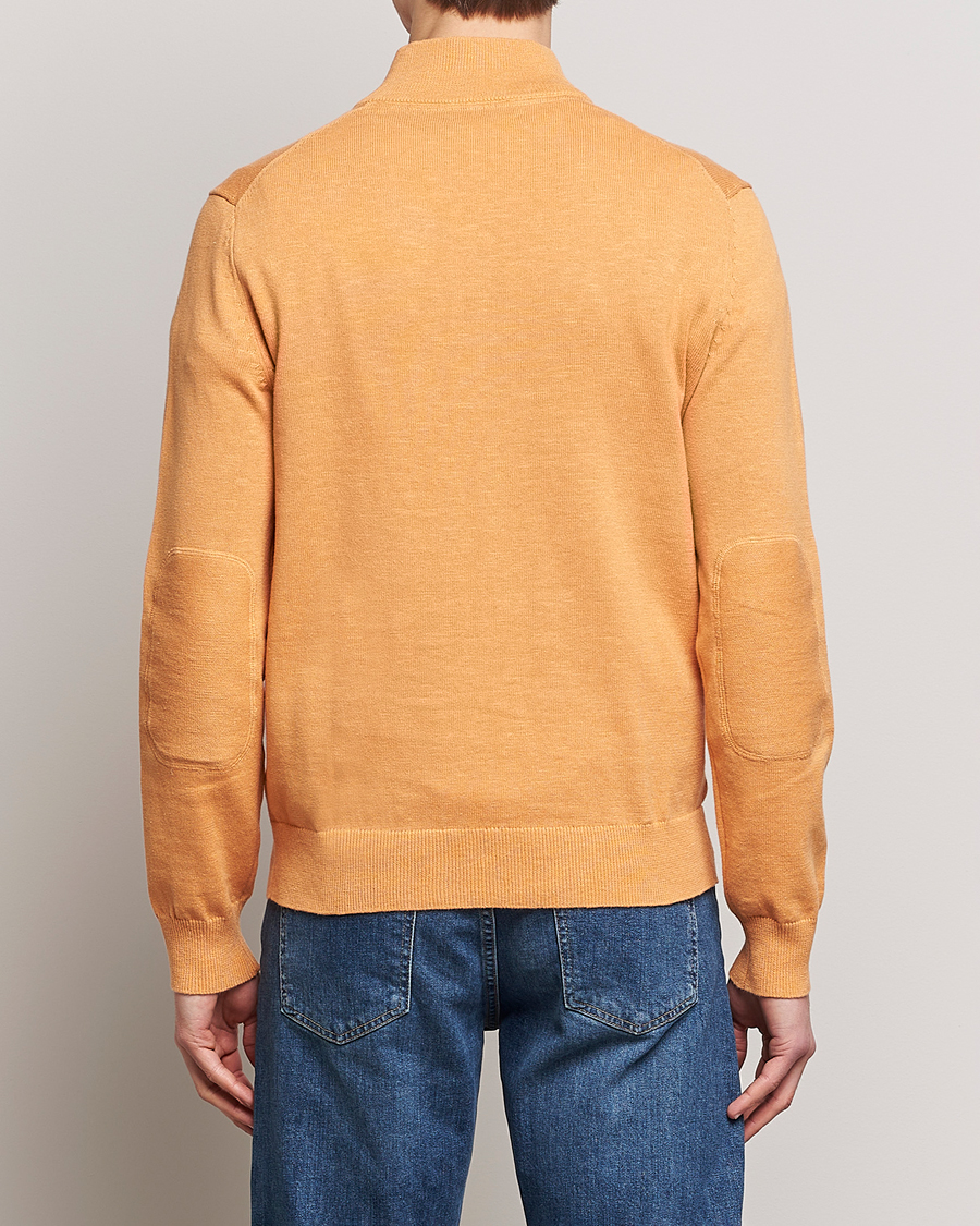 Men | Sweaters & Knitwear | Morris | Harold Cotton/Linen Summer Half Zip Orange