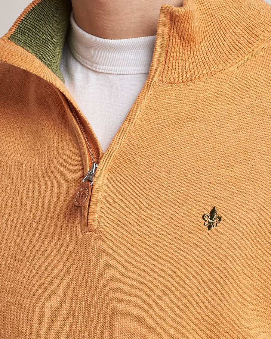 Men | Sweaters & Knitwear | Morris | Harold Cotton/Linen Summer Half Zip Orange