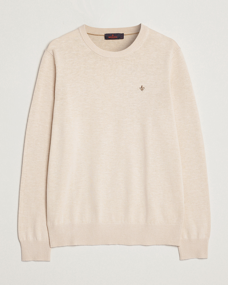 Men | Sweaters & Knitwear | Morris | Harold Cotton/Linen Summer Crew Neck Off White
