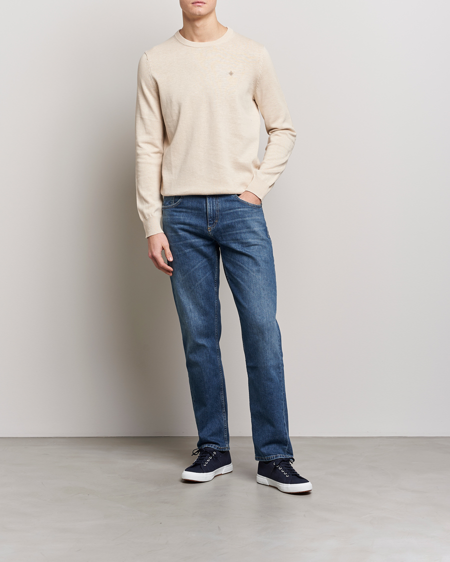Men | Sweaters & Knitwear | Morris | Harold Cotton/Linen Summer Crew Neck Off White