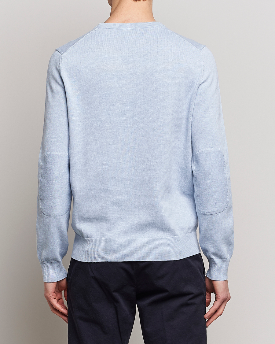 Men | Sweaters & Knitwear | Morris | Harold Cotton/Linen Summer Crew Neck Light Blue