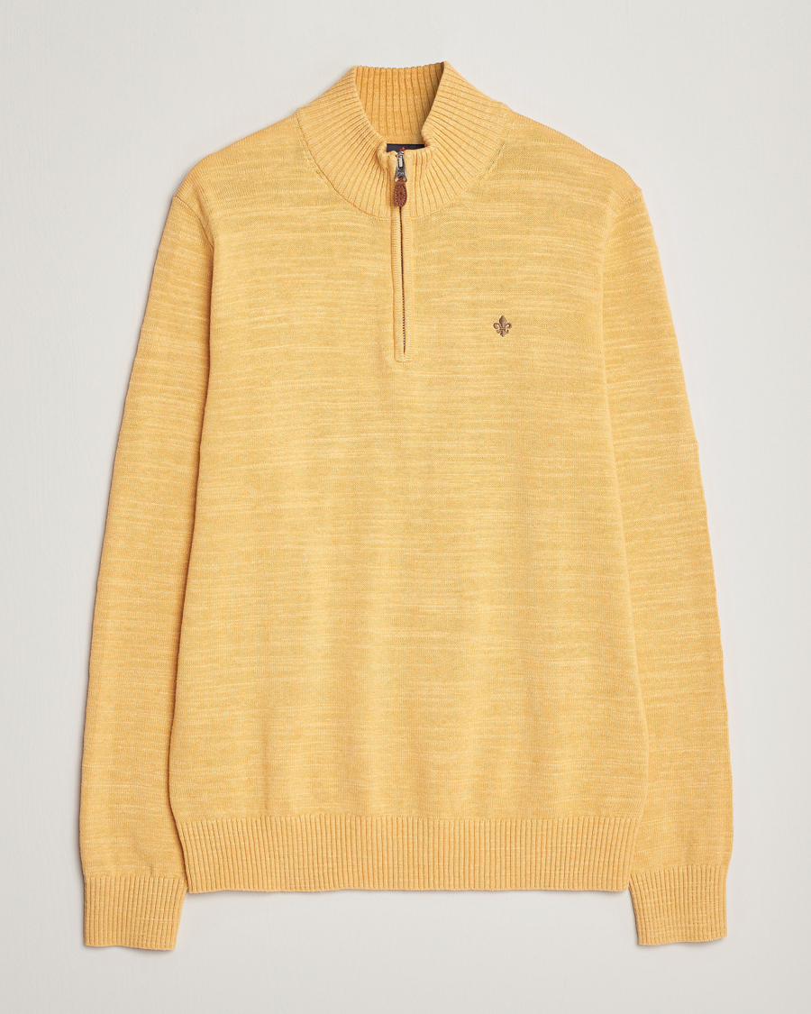 Men | Sweaters & Knitwear | Morris | Randall Cotton Half Zip Yellow
