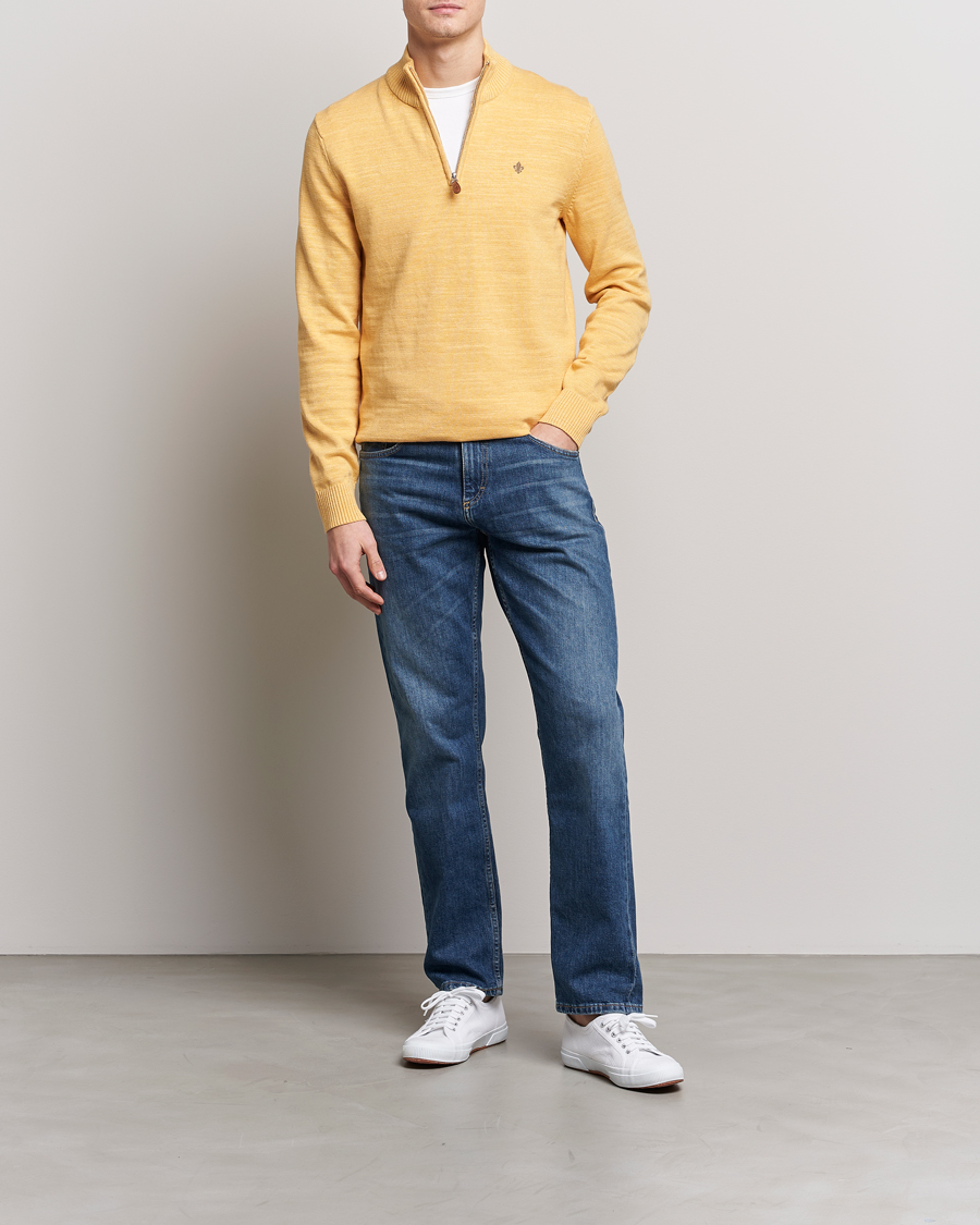 Men | Sweaters & Knitwear | Morris | Randall Cotton Half Zip Yellow